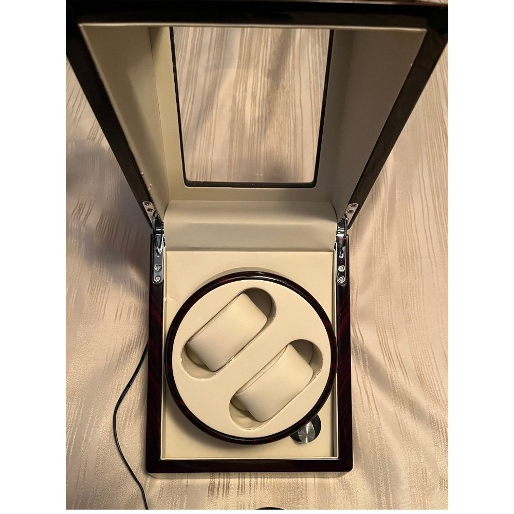 JQueen Double Watch Winder Quiet Japanese Mabuchi Motor Ebony wood Finish